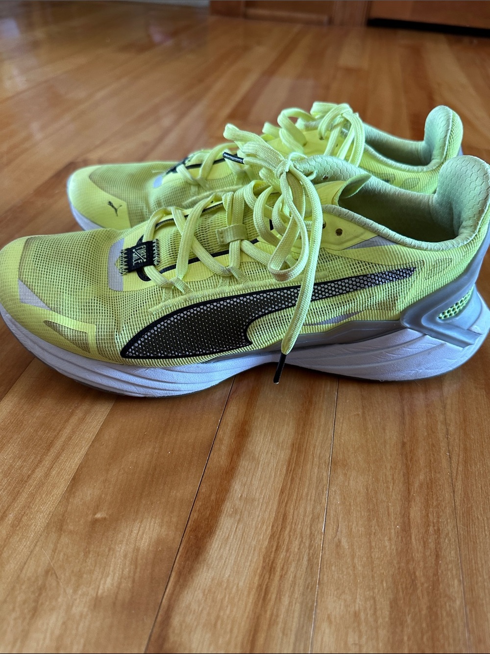Puma Bright Yellow Mesh Running Sneakers with Black Formstrip